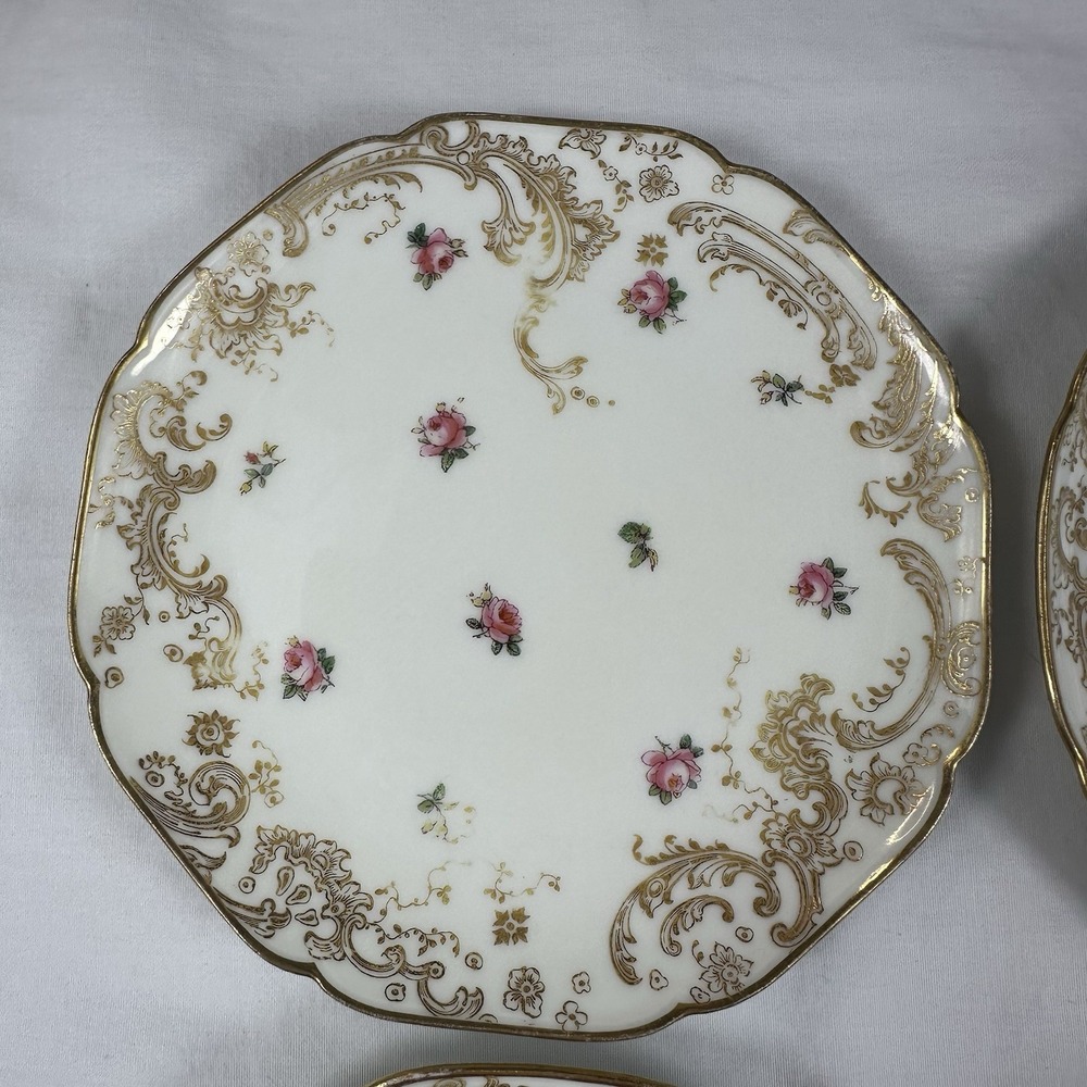 4 Antique Haviland Limoges Rose & Gold Bread Plates 6.25" Grandmillenial Shabby - Picture 6 of 16